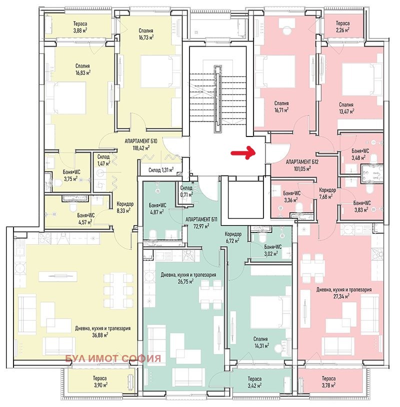 À vendre  2 chambres Sofia , Mladost 4 , 126 m² | 66489712 - image [2]