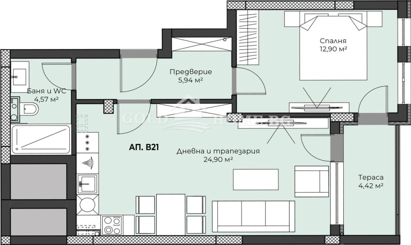 Zu verkaufen  1 Schlafzimmer Plowdiw , Hristo Smirnenski , 69 qm | 43865200 - Bild [4]