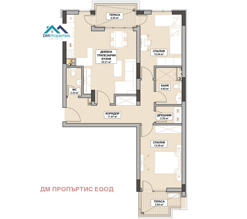 Продава 3-СТАЕН в град София, Младост 4 - 107 кв.м / 268 170 € » 524 494.93 лв., ДМ ПРОПЪРТИС ЕООД