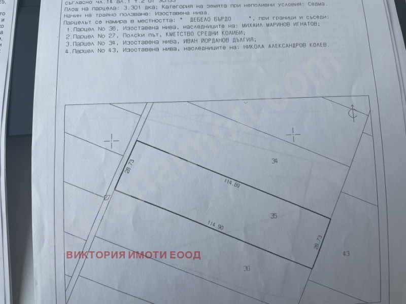 Продава ПАРЦЕЛ в област Велико Търново, с. Средни колиби - 3301 кв.м / 5 000 € » 9 779.15 лв., ВИКТОРИЯ ИМОТИ ЕООД
