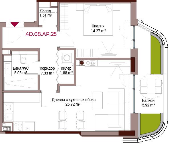 Продается  1 спальня София , Лозенец , 101 кв.м | 54191519 - изображение [3]