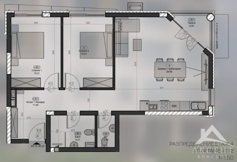 Продава 3-СТАЕН, гр. Перник, Изток, снимка 5 - Апартаменти - 53824442