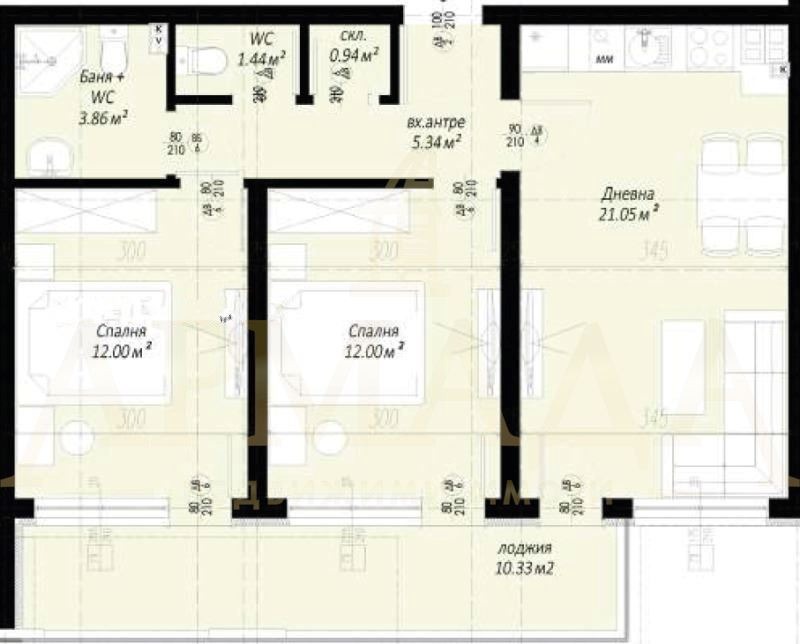 Satılık  2 yatak odası Plovdiv , Belomorski , 91 metrekare | 21465463