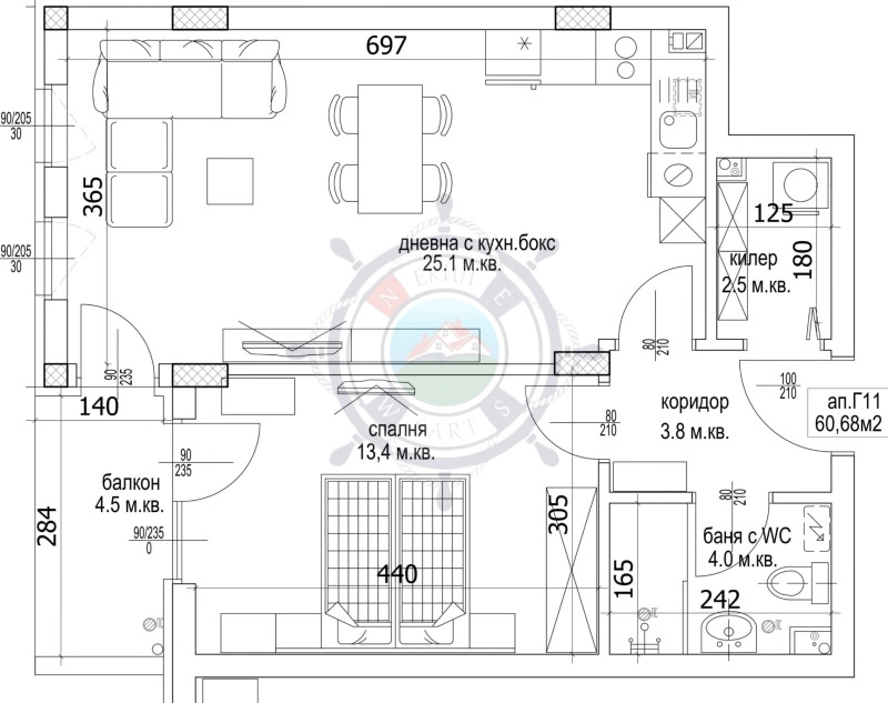 Satılık  1 yatak odası Varna , Kaysieva gradina , 71 metrekare | 71121729 - görüntü [2]