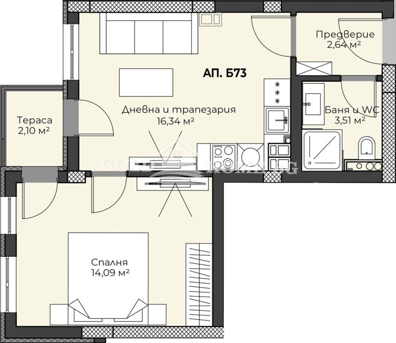 Till salu  1 sovrum Plovdiv , Hristo Smirnenski , 56 kvm | 39526258 - bild [2]