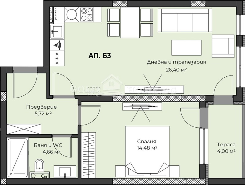 Till salu  1 sovrum Plovdiv , Hristo Smirnenski , 56 kvm | 39526258 - bild [7]