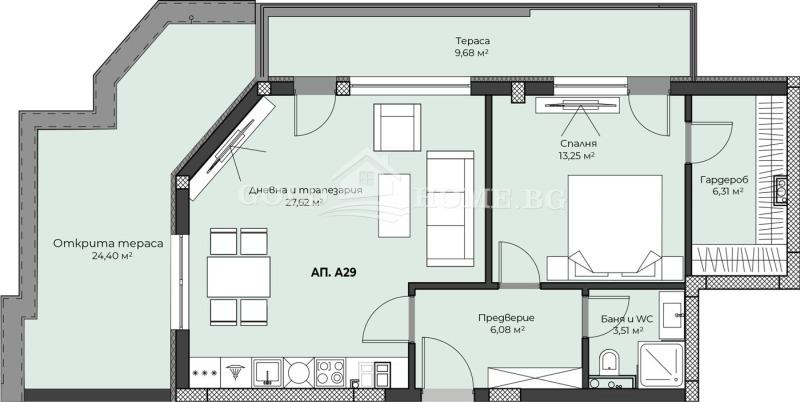 Till salu  1 sovrum Plovdiv , Hristo Smirnenski , 56 kvm | 39526258 - bild [11]