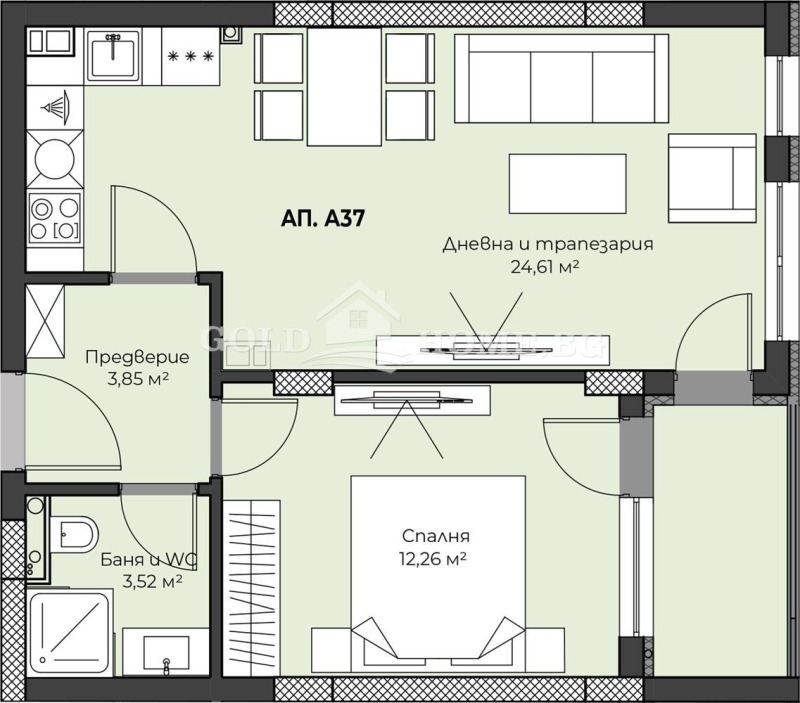 Till salu  1 sovrum Plovdiv , Hristo Smirnenski , 56 kvm | 39526258 - bild [4]