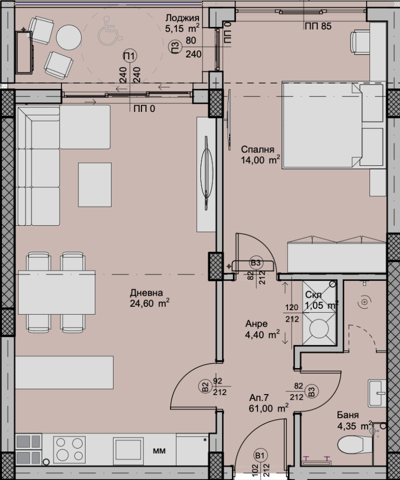 À venda  1 quarto Plovdiv , Hristo Smirnenski , 71 m² | 44285784 - imagem [2]
