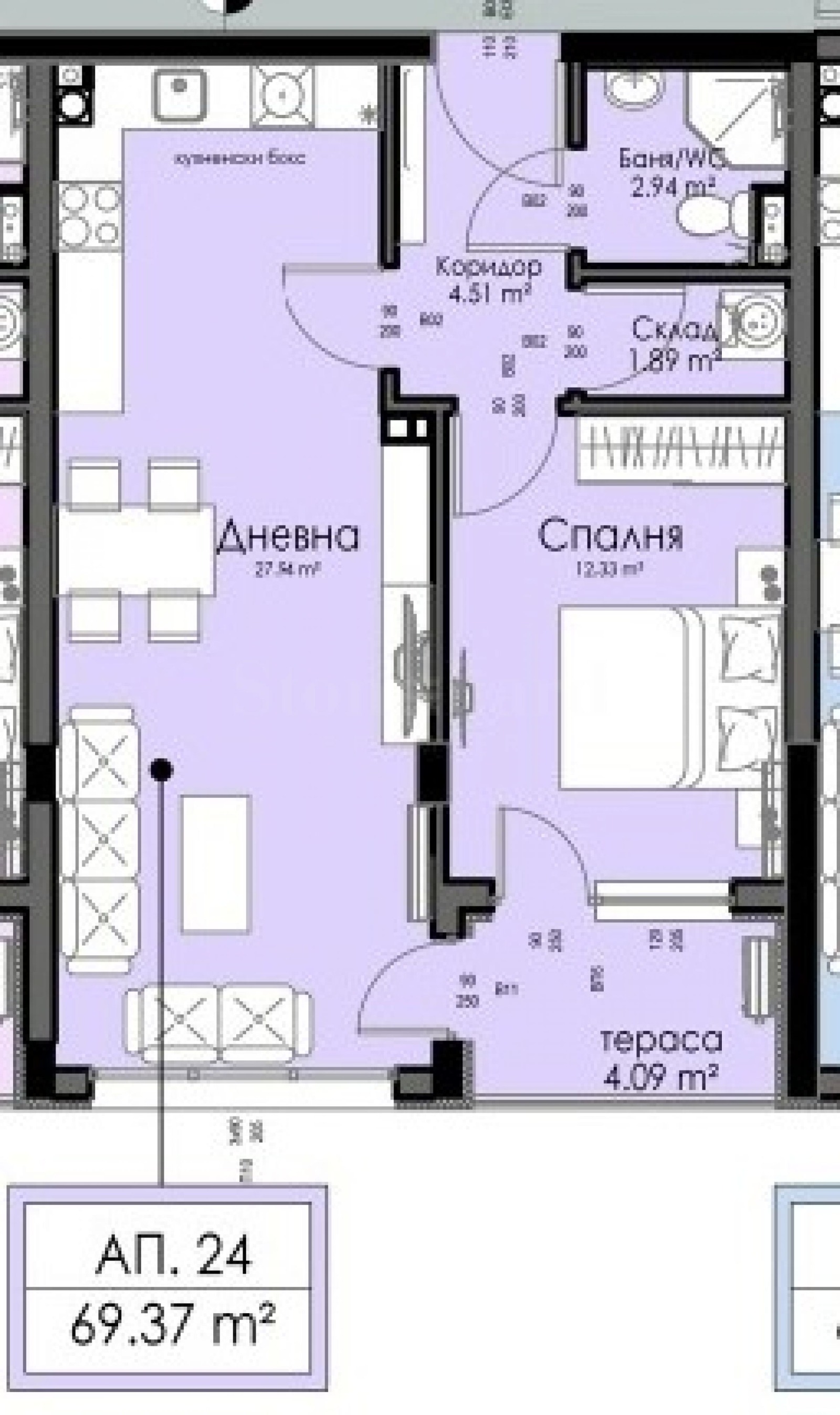 Продава 2-СТАЕН, гр. Бургас, Изгрев, снимка 2 - Апартаменти - 55915176