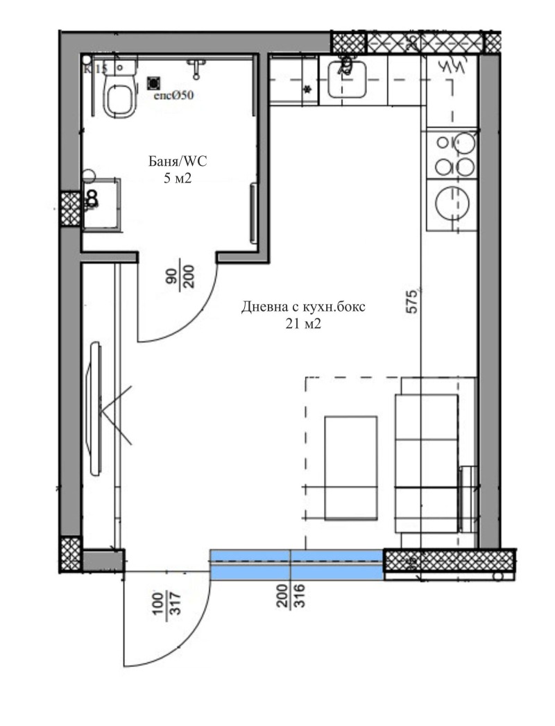 Til salg  Studie Plovdiv , Vastanicheski , 36 kvm | 95830358 - billede [2]
