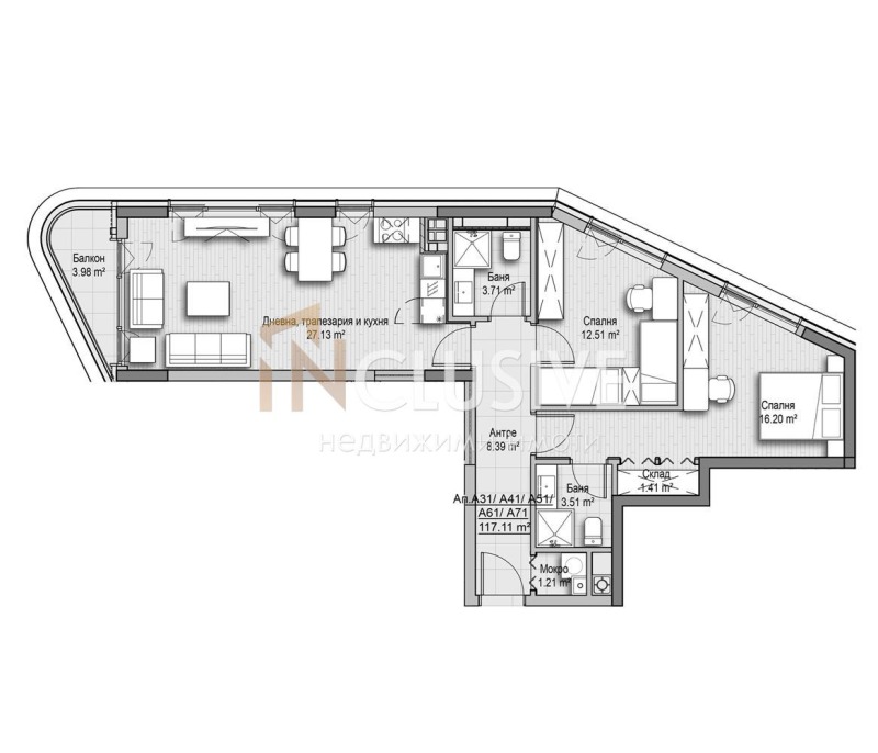 Продава 3-СТАЕН в град София, Витоша - 117 кв.м / 252 000 € » 492 869.16 лв., ИНКЛУЗИВ 3