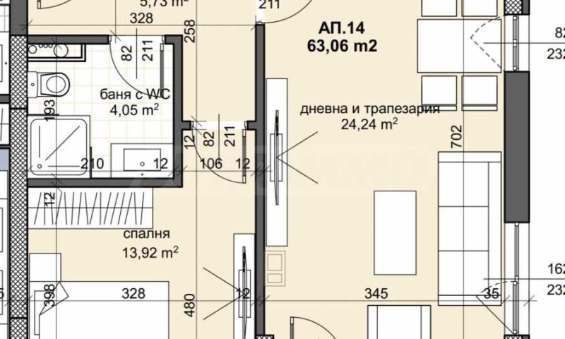 Продава  2-стаен град Пловдив , Тракия , 73 кв.м | 36917423 - изображение [14]