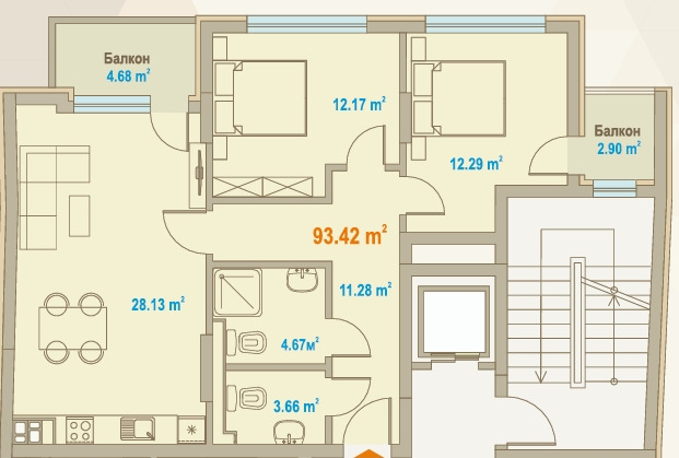Продава 3-СТАЕН, гр. София, Зона Б-19, снимка 3 - Апартаменти - 52661911