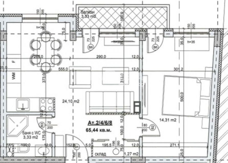 Продаја  1 спаваћа соба Софија , Надежда 4 , 66 м2 | 50165142 - слика [2]