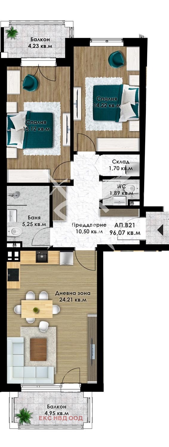 Продаја  2 спаваће собе Пловдив , Остромила , 111 м2 | 77080286