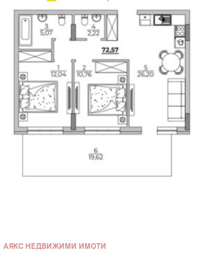 2 chambres k.k. Zlatni pyasatsi, Varna 3