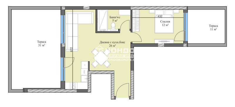 En venta  1 dormitorio Plovdiv , Karshiyaka , 156 metros cuadrados | 45601003 - imagen [2]