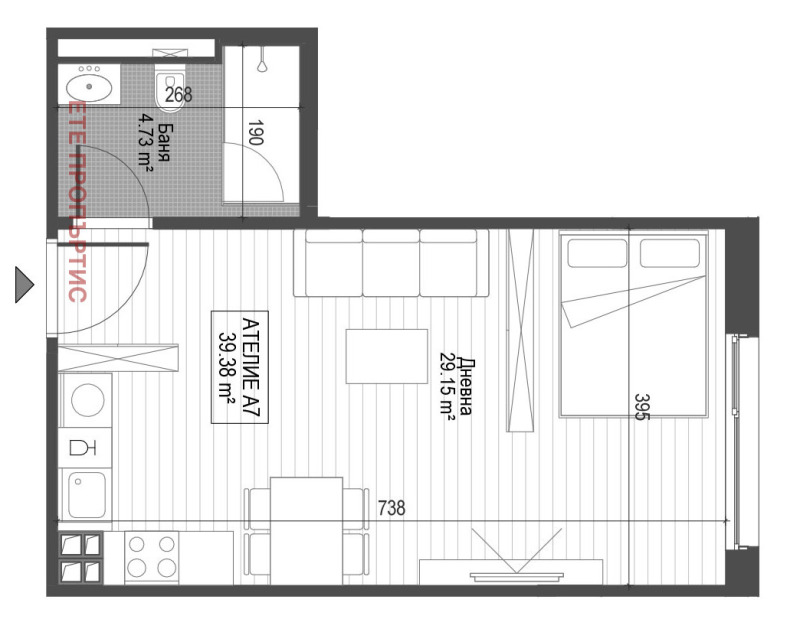 Продава 1-СТАЕН в град София, Зона Б-5 - 47 кв.м / 151 710 € » 296 718.97 лв., ЕТЕ ПРОПЪРТИС