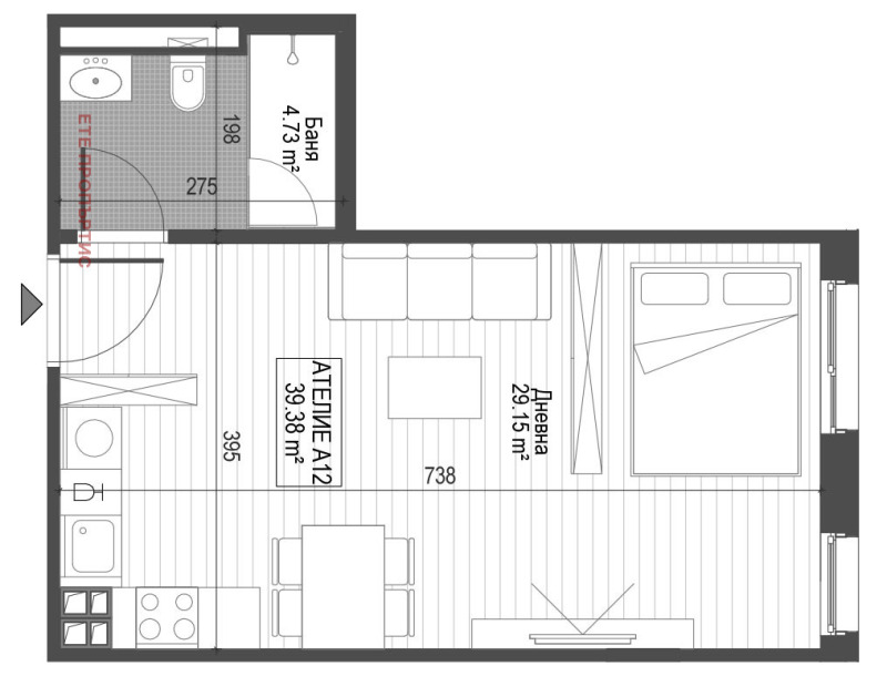 Till salu  Studio Sofia , Zona B-5 , 47 kvm | 75729347 - bild [2]