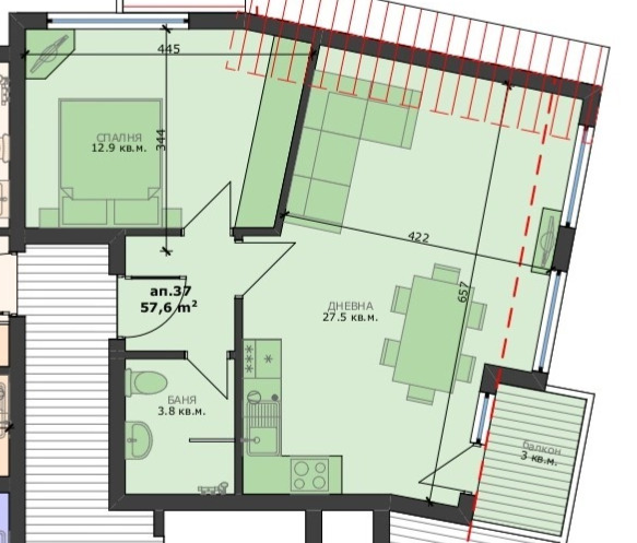 Продава  2-стаен град Варна , Погреби , 68 кв.м | 22971640 - изображение [2]