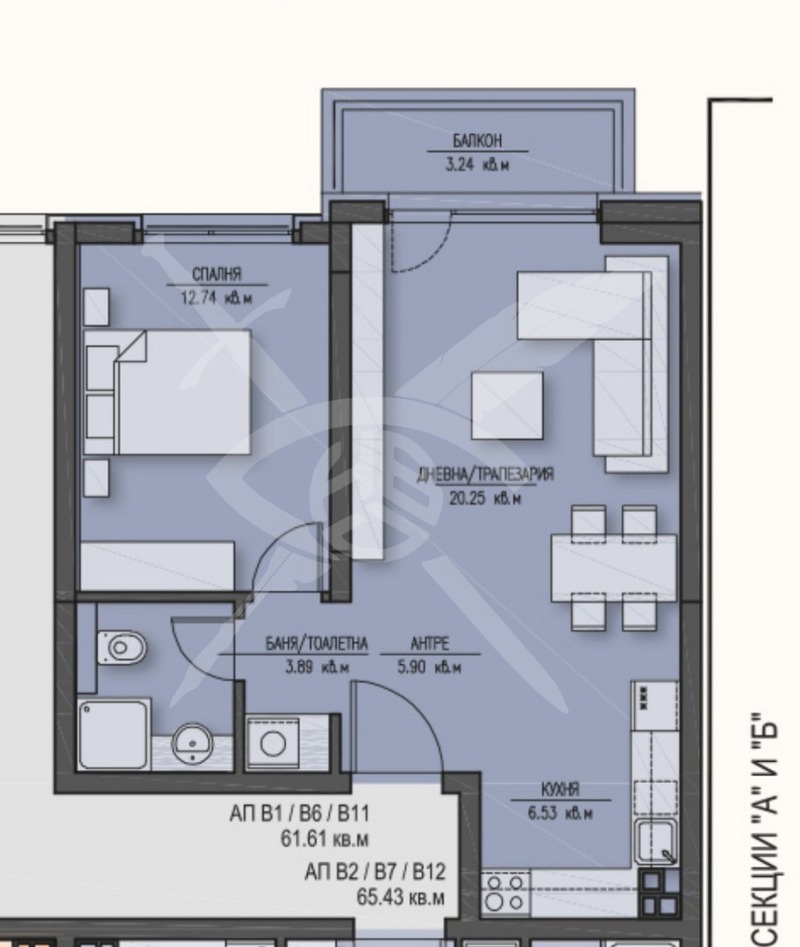 Продава  2-стаен, град София, Зона Б-5 •  198 000 € • ID 83206493 — holmes.bg - [1] 