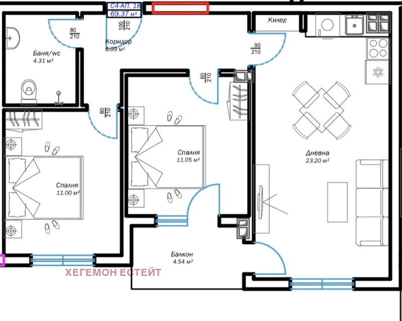 Till salu  2 sovrum Varna , m-t Ptjelina , 80 kvm | 57797943 - bild [4]